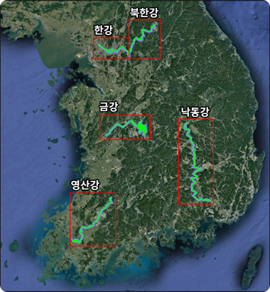 하천망분석도 구석을 나타낸 이미지